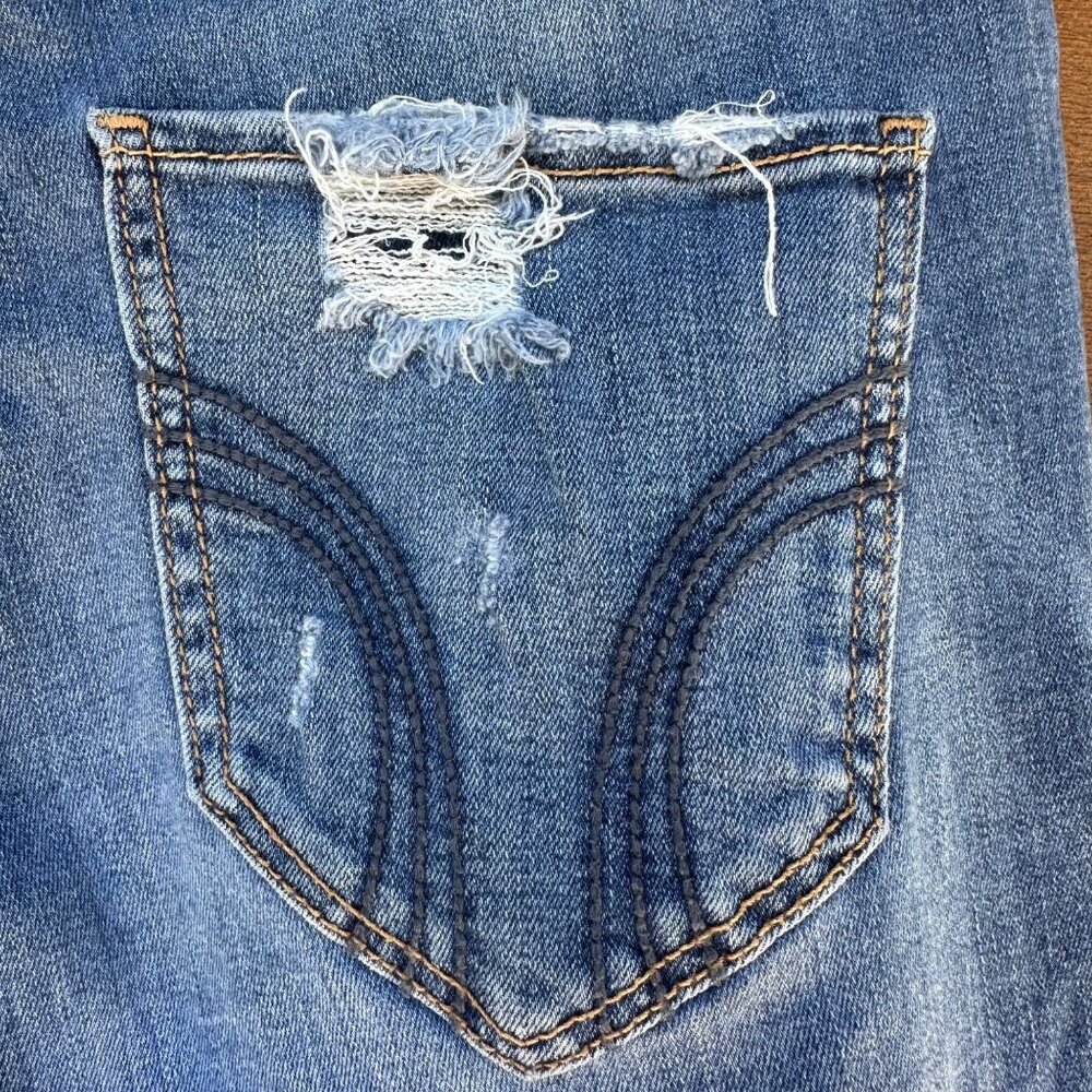 Hollister Curvy High-Rise Super Skinny Distressed Jeans W28 L30 Blue Denim Women - Picture 13 of 13